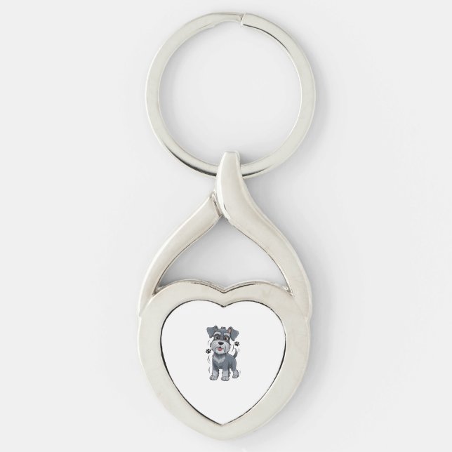 Llavero Ilustración adorable de cachorro de Schnauzer con  (Anverso)