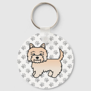 Llavero Ilustración adorable de perro Cream Cairn Terrier