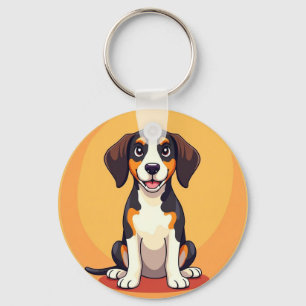 Llavero Ilustración adorable de perro de dibujos animados