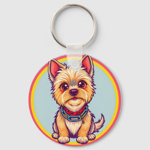 Llavero Ilustración adorable de perro de dibujos animados