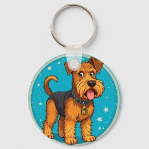Llavero Ilustración adorable de perro de dibujos animados