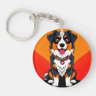 Llavero Ilustración alegre de perro de dibujos animados