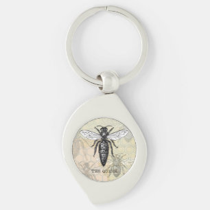 Llavero Ilustración antigua de insecto bug abeja reina