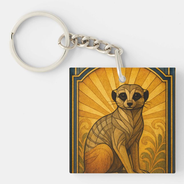Llavero Ilustracion Art Deco Meerkat (Frente)
