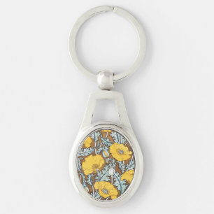 Llavero Ilustración Art Nouveau de Amapola Flor Amarilla
