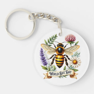 Llavero Ilustración artística del Día Mundial de las Abeja