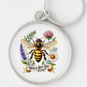 Llavero Ilustración artística del Día Mundial de las Abeja