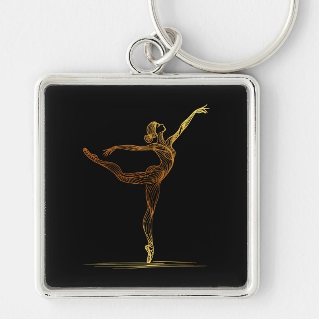 Llavero Ilustracion artístico de una bailarina de ballet (Frente)
