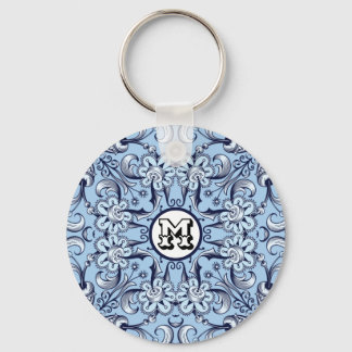 Llavero Ilustracion azul decorativo floral étnico Mandala