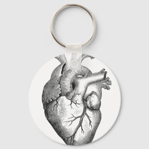 Llavero Ilustracion blanco negro simple del corazón de la