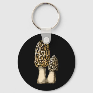 Llavero Ilustracion botánico Morel Mushroom Vintage