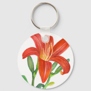 Llavero Ilustracion botánico naranja Lily
