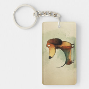 Llavero Ilustración caprichosa de perro - Dachshund adorab