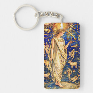 Llavero Ilustración Celestial de la Diosa Zodiaco Art Nouv
