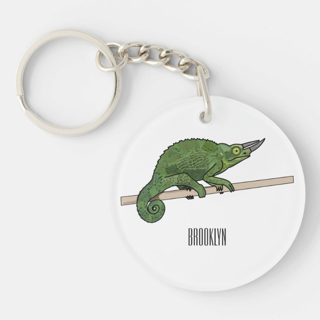 Llavero Ilustracion chameleon personalizado de Jackson (Frente)