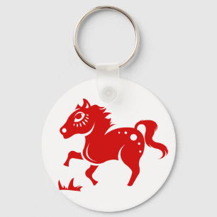LLAVERO ILUSTRACION CHINO DEL CABALLO PAPERCUT DEL ZODIACO