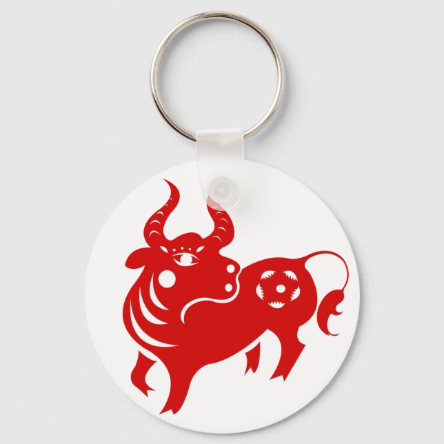 LLAVERO ILUSTRACION CHINO ZODIAC OX PAPERCUT (Anverso)