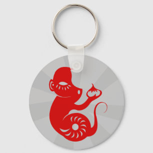 LLAVERO ILUSTRACION CHINO ZODIAC PAPERCUT MONKEY