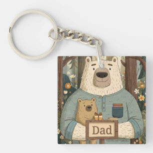 Llavero Ilustración conmovedora del Día del Padre con osos