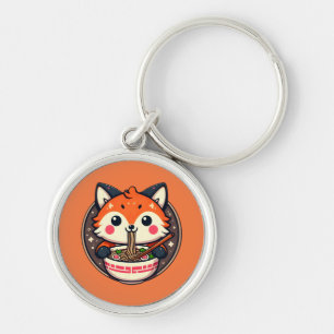 Llavero Ilustracion Cute Ramen Fox para el diseño de Merch