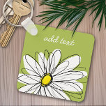 Llavero Ilustracion Daisy Floral de moda - cal y amarillo<br><div class="desc">Una obra de arte zen y caprichosa,  hipster. Puede añadir un nombre,  un monograma u otro texto personalizado. Si necesita mover el dibujo,  haga clic en el botón personalizar para realizar cambios.</div>