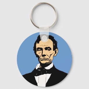 Llavero Ilustracion de Abraham Lincoln en azul