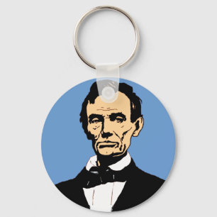 Llavero Ilustracion de Abraham Lincoln en azul