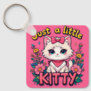 Llavero Ilustración de adorable gatito blanco