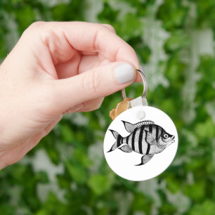 Llavero Ilustracion de animales marinos de peces de época