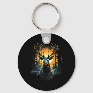 Llavero Ilustracion de animales salvajes de venados forest
