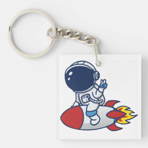 Llavero Ilustración de astronauta de dibujos animados mont