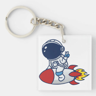 Llavero Ilustración de astronauta de dibujos animados mont