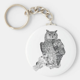 Llavero Ilustracion de búho en el anillo de claves de botó