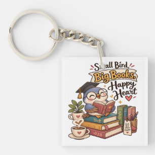 Llavero Ilustración de búho lindo leyendo libros