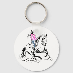 Llavero Ilustración de caballo de montar vaquera occidenta