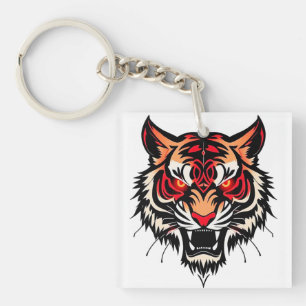 Llavero Ilustración de cabeza de tigre