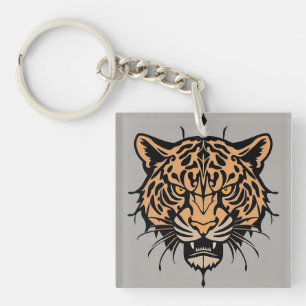 Llavero Ilustración de cabeza de tigre