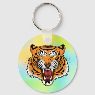 Llavero Ilustración de Cabeza de Tigre Feroz-24327