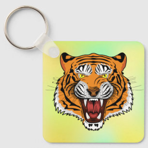 Llavero Ilustración de cabeza de tigre feroz-24327