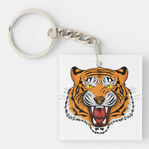 Llavero Ilustración de Cabeza de Tigre Feroz-24327