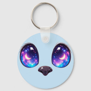 Llavero Ilustración de cara de gato kawaii ojos de gato de