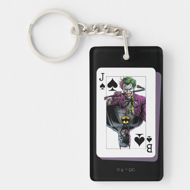 Llavero Ilustración de carta de jugar Joker y Batman Pica (Frente)