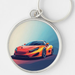 Llavero Ilustración de coche deportivo estilizado