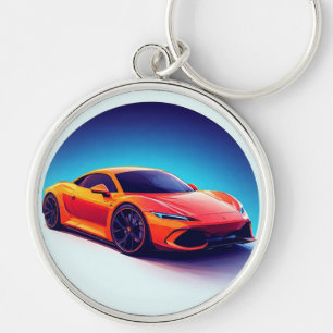 Llavero Ilustración de coche deportivo estilizado