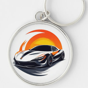 Llavero Ilustración de coche deportivo estilizado