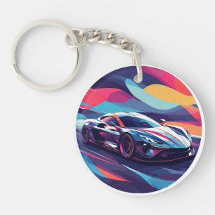 Llavero Ilustración de coche deportivo futurista dinámico