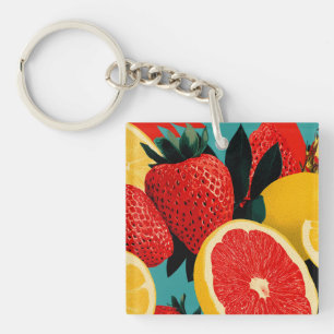 Llavero Ilustracion de colección de frutas de arte pop