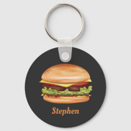 Llavero Ilustración de comida rápida de hamburguesa con no