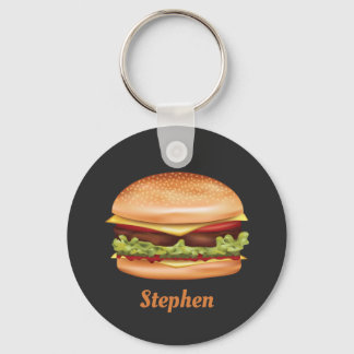 Llavero Ilustración de comida rápida de hamburguesa con no