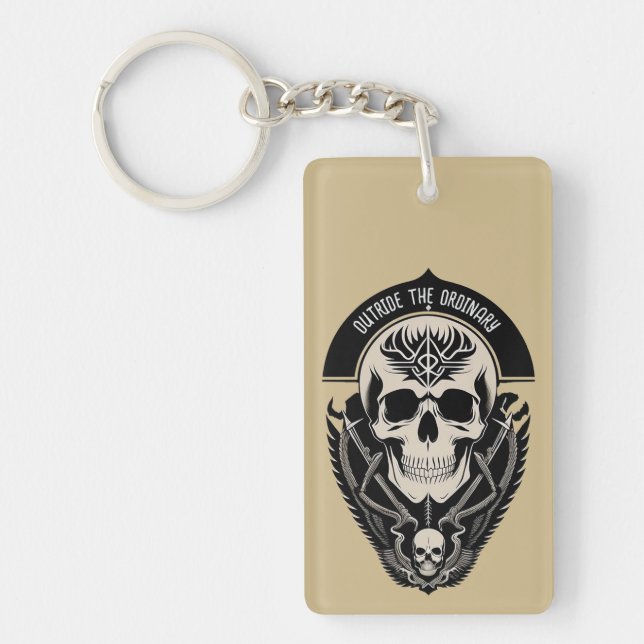 Llavero Ilustracion de cráneo gótico intrincado (Frente)